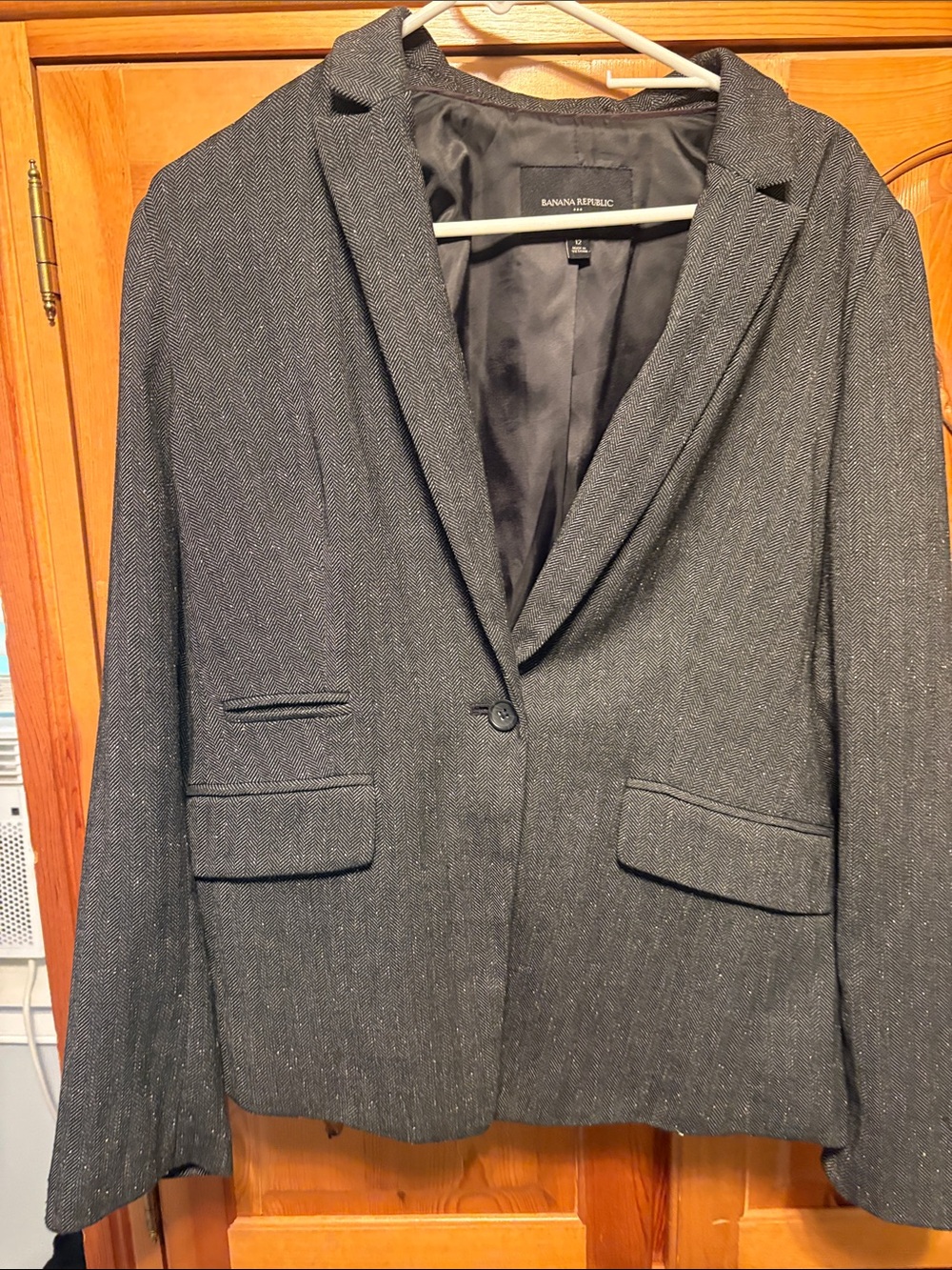 Banana Republic Charcoal Gray Herringbone Blazer